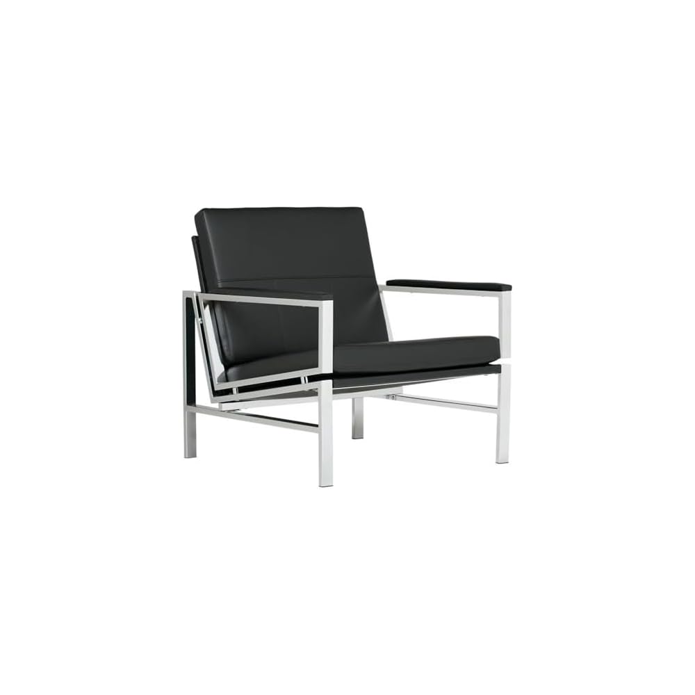 Atlas Modern Accent Chair in Blended Leather, Gold Chrome/White