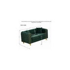 Velvet Chesterfield Button Tufted Sofa, Modern 2 Deep Seater Couch, Upholstered Comfy Loveseat Sofa with 2 Pillows for Living Room, Green