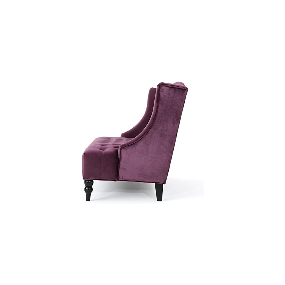 Tufted Velvet Sofa Purple Wingback Loveseat Modern Glam Couch
