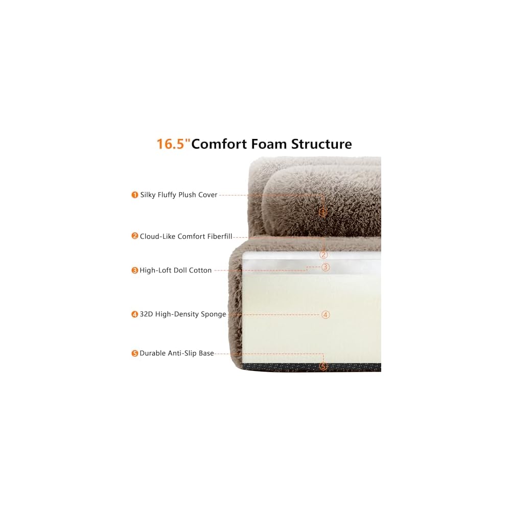 34.3" Armless Sectional Couches for Living Room - Cloud Modular Couch, Boneless Plush Sofa with Deep Seat & Support Pillow - Brown