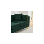 Velvet Chesterfield Button Tufted Sofa, Modern 2 Deep Seater Couch, Upholstered Comfy Loveseat Sofa with 2 Pillows for Living Room, Green