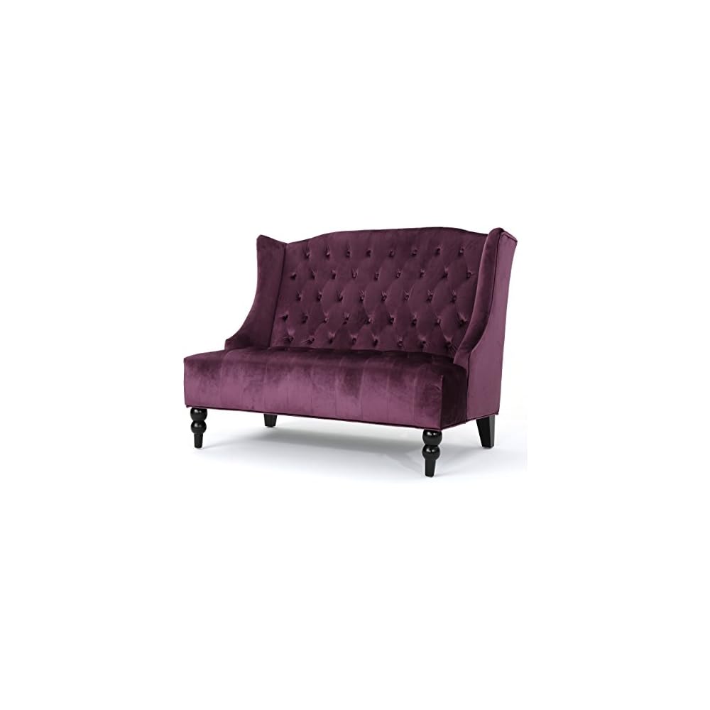 Tufted Velvet Sofa Purple Wingback Loveseat Modern Glam Couch