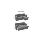 Sofa Bed, 80'' L-Shaped Chenille Sleeper Sofa, Dark Gray