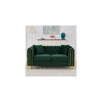 Velvet Chesterfield Button Tufted Sofa, Modern 2 Deep Seater Couch, Upholstered Comfy Loveseat Sofa with 2 Pillows for Living Room, Green
