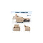 Sleeper Chair Pull Out Bed for Adults, 4 in 1 Convertible Sofa Chair Bed, Single Recliner Sofa with Vibration Massage Lumbar Pillow, USB & Type-C Ports, Cup Holders and Side Pocket, Latte Beige