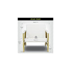 Atlas Modern Accent Chair in Blended Leather, Gold Chrome/White