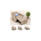 Sleeper Chair Pull Out Bed for Adults, 4 in 1 Convertible Sofa Chair Bed, Single Recliner Sofa with Vibration Massage Lumbar Pillow, USB & Type-C Ports, Cup Holders and Side Pocket, Latte Beige