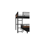 Full XL over Full XL Bunk Bed with Guardrails, Separable Bunk Bed Walnut