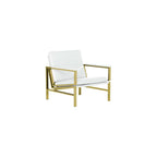 Atlas Modern Accent Chair in Blended Leather, Gold Chrome/White