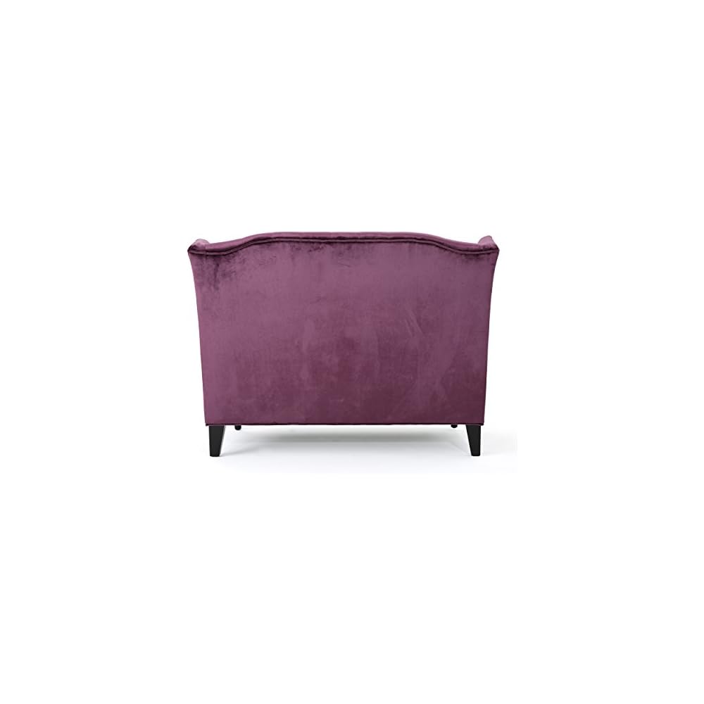 Tufted Velvet Sofa Purple Wingback Loveseat Modern Glam Couch