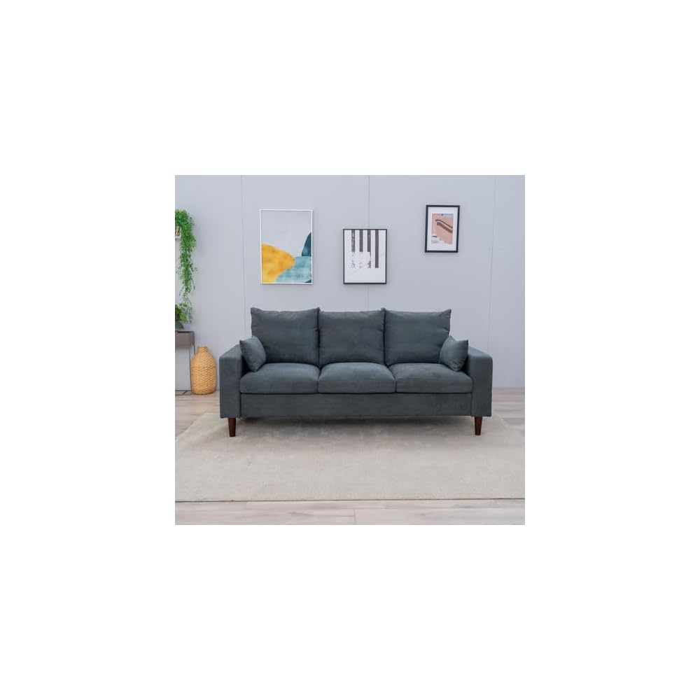Panana 3 Seater Sofa Couches for Living Room Modern Linen Fabric Couch for Apartment and Small Space, Grey