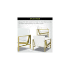 Atlas Modern Accent Chair in Blended Leather, Gold Chrome/White