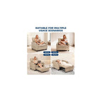 Sleeper Chair Pull Out Bed for Adults, 4 in 1 Convertible Sofa Chair Bed, Single Recliner Sofa with Vibration Massage Lumbar Pillow, USB & Type-C Ports, Cup Holders and Side Pocket, Latte Beige