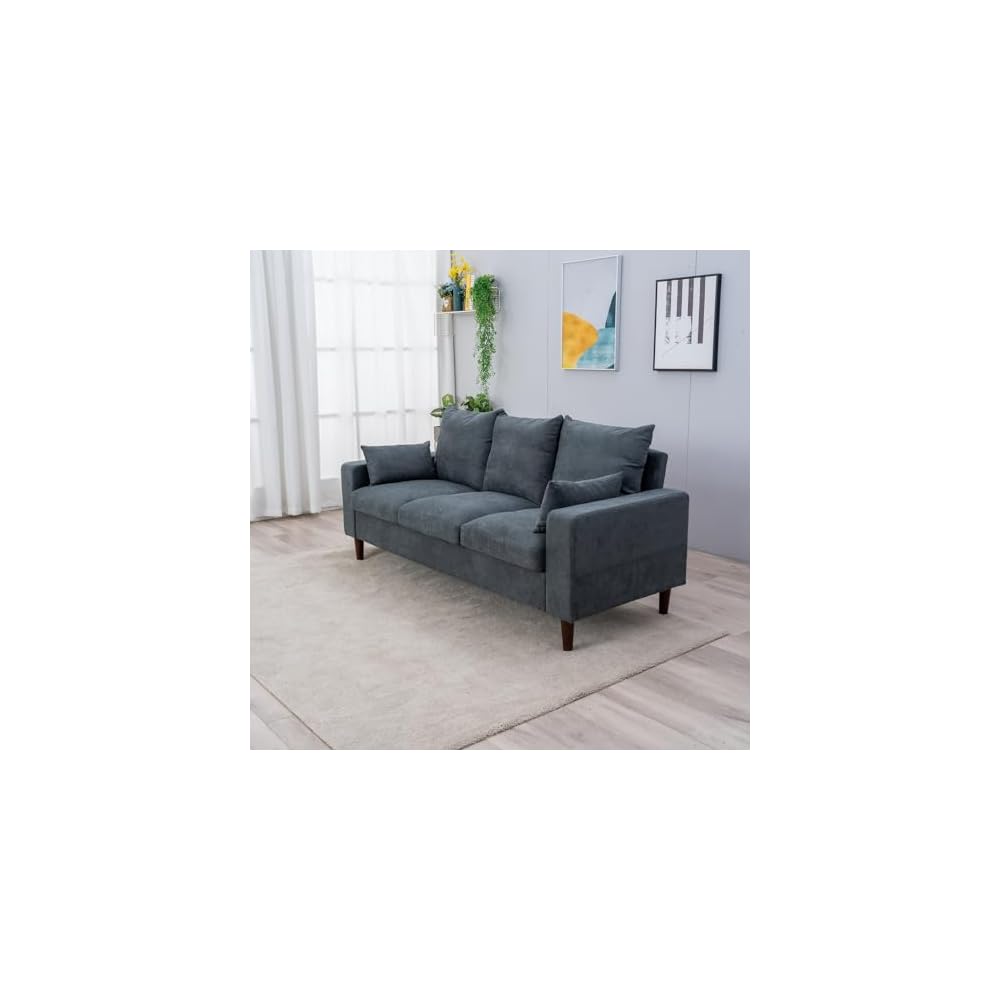 Panana 3 Seater Sofa Couches for Living Room Modern Linen Fabric Couch for Apartment and Small Space, Grey