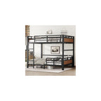 Full XL over Full XL Bunk Bed with Guardrails, Separable Bunk Bed Walnut