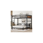 Full XL over Full XL Bunk Bed with Guardrails, Separable Bunk Bed Walnut