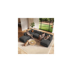 Vesgantti U Shaped Corduroy Boneless Sectional Couch, 6 Seater Sofa, Gray