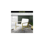 Atlas Modern Accent Chair in Blended Leather, Gold Chrome/White