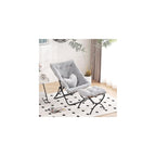 Saucer Chair with Ottoman, Folding Faux Fur Moon Chair, Blue