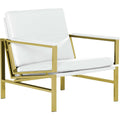 Atlas Modern Accent Chair in Blended Leather, Gold Chrome/White
