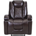 Power Motion Recliner Gaming Recliner Chair Home Theater Seating with USB Charge Port and Cup Holder - PU Lounge Chair for Living Room Brown