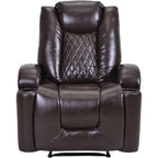 Power Motion Recliner Gaming Recliner Chair Home Theater Seating with USB Charge Port and Cup Holder - PU Lounge Chair for Living Room Brown