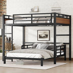 Full XL over Full XL Bunk Bed with Guardrails, Separable Bunk Bed Walnut