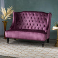 Tufted Velvet Sofa Purple Wingback Loveseat Modern Glam Couch